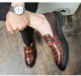 Luxury Men's Loafers Designer Embossed Casual Shoes Men's Moccasins Dress Leather Flats MartLion   
