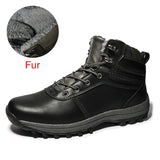 Winter Warm Men's Boots Genuine Leather Fur Plus Snow Handmade Waterproof Working Ankle Shoes MartLion 01 Black 7 