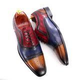 Men‘s Oxford Shoes Handmade Genuine Calfskin Leather Brogue Shoes Wedding Party Formal Shoes MartLion Blue US 6 