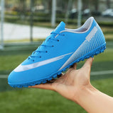 soccer shoes men's high top youth student competition training artificial grass long broken cleats Mart Lion Broken nail low blue 40 