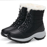 Women's Winter Boots Thick Sole Sloping Heel Ankle Outdoor Light Plush Warm Cotton Shoes MartLion Black 36 