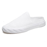 Breathable Heelless Men's Shoes Outdoor Slip Casual Walking Shoes Lightweight Cloth Half Slippers MartLion WHITE 39 