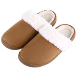 Women's Cotton Slippers Winter Warm Fur Home Slippers Indoor House Shoes Outdoor Antiskid Rubber Sole Plush Slipper MartLion Khaki 295(fit42-43) CHINA