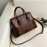 Women Handbag Genuine Leather Bags Crocodile Luxury Handbags Designer Crossbody Female Retro Tote Handbags Mart Lion NVBAO73  brown  