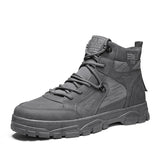 Ankle Boots Men's Spring Shoes High Top Military Outdoor Non-Slip Working Sport Casual MartLion GRAY 39 