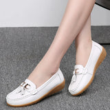 Spring Autumn Women Genuine Leather Loafers Flats Moccasins Shoes Casual Ladies Black MartLion   