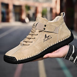 Handmade Leather Casual Men's Shoes Design Sneakers Breathable Leather Shoes Boots Outdoor MartLion   