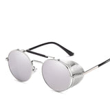 Retro Round Metal Sunglasses Steampunk Men's Women Brand Designer Glasses Oculos De Sol Shades UV Protection Mart Lion 8-Silver-Silver As Picture 