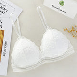 Lace Embroidery Bra Women  Underwear Brassiere Stretch Seamless Push Up Lingerie MartLion White 1pcs One Size 