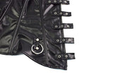 Women Faux Leather Halter Strap Underbust Corset Vest Lace-Up Waist Cincher Top Steampunk Zipper Buckled Bustier Body Shaper MartLion   