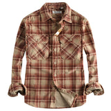 Plaid Woven Corduroy Men Shirts  Cotton  Heavy Washed Workwear Retro Western Style Casual MartLion   