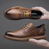 two layer cowhide casual shoes breathable soft sole men's shoes MartLion   