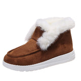 Ladies Ankle Boots Women Winter Warm Plush Fur Snow Suede Leather Shoes Ladies Slip on Female Footwear Mart Lion   