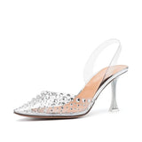 Bling Bling Rhinestones Transparent PVC Women Pumps Summer Clear Crystal High heels Wedding Prom Shoes MartLion   