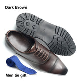 Non-slip Rubber Black Sole Elegant Men's Oxfords Genuine Leather Social Classic Formal Shoes MartLion Dark brown EUR 41 
