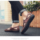 Golden Sapling Breathable Men's Sandals Genuine Leather Summer Shoes Leisure Loafers Casual Flats Casual for Men's MartLion   