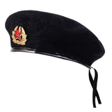 Autumn winter cap warm woolen octagonal hat adjustable beret hats versatile unisex beanie pure color beret caps MartLion Black 3  