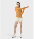 Jackets Women's Gym Autumn and Winter Outerwear Nylon Stretch Zipper Running Yoga Jogging Long-sleeved Top Fleece MartLion   