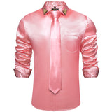 Men's Shirts Long Sleeve Stretch Satin Social Dress Paisley Splicing Contrasting Colors Tuxedo Shirt Blouse Clothing MartLion CY2259-N8022-XZ S 