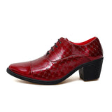Classic Red Dress Shoes Men's Height-increasing High Heels Leather Wedding Elegant Party MartLion Red 830 38 CHINA