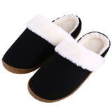 Women's Cotton Slippers Winter Warm Fur Home Slippers Indoor House Shoes Outdoor Antiskid Rubber Sole Plush Slipper MartLion Black 310(fit44-45) CHINA