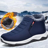 Winter Men's Ankle Boots Plush Fur Warm Couple Low-Top Snow Boots Non-Slip Slip-On Casual Sneakers Solid Color Fleece Mart Lion   