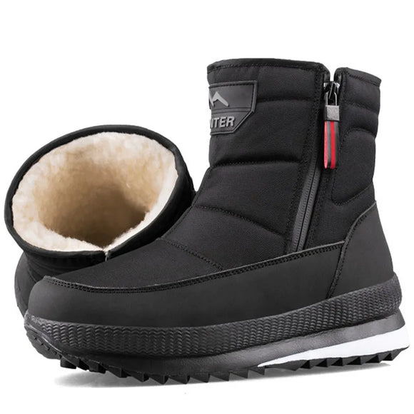 Men's Snow Boots Wool Plush Warm Casual Cotton Winter Waterproof Shoes Adult Ankle Non-slip MartLion Black 39 