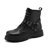 Autumn Winter Red Men's Ankle Boots Casual Leather Platform Motorcycle Work masculina MartLion black P9908 39 CHINA
