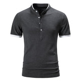 Summer Polo Shirts Men's Cotton Short Sleeve Causal Polo Shirts Solid Color Slim Tops Tees Clothing Mart Lion Dark Grey S 