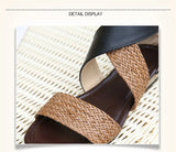 Fish Mouth Leather Platform Women's Sandals Weave Wedge Heel Ladies Shoes Zipper Casual Beach Roman MartLion   