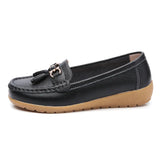 Spring Autumn Women Genuine Leather Loafers Flats Moccasins Shoes Casual Ladies Black MartLion Black 42 