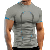 Summer Gym Shirt Sport T Shirt Men's Quick Dry Running Workout Tees Fitness Tops Short Sleeve Clothes Mart Lion grey S 