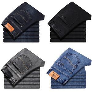 Men's Stretch Regular Fit Jeans  Casual Classic  Denim Trousers Male Black Blue Gray Pants MartLion   