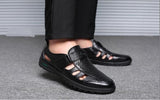 Men's Genuine Leather Sandals Summer Hollow Breathable Leather Shoes Casual Soft Flats Mart Lion   