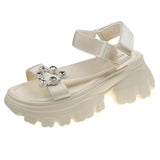 Rhinestones Design Sandals Women Summer Platform Sport Open Toe Ladies Casual Shoes Mart Lion Beige 35 