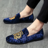Wedding Dress Shoes Casual Men's Loafers Lazy Peas Embroidery Moccasins Suede Leather Zapatos Mart Lion wjz1513-lanse 46 