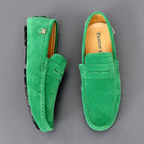 Suede Leather Penny Peas Loafers Men's Women Boys Driving Shoes Moccasins Slip on Flats Designer Loafers Pink MartLion   