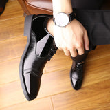  Men's Flat Classic Dress Shoes Genuine Leather Wingtip Carved Italian Formal Oxford For Winter Pu Dress MartLion - Mart Lion