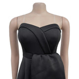 Party Evening Dress Solid Color Sleeveless Off Shoulder Strapless Slimming A-line Dress MartLion   