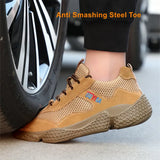 breathable work shoes work safety sneakers with steel toe anti puncture men's protective anti-slip shoes MartLion   