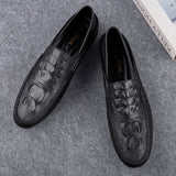 Crocodile Print Men's Moccasins Slip Loafers Flats Casual Footwear Genuine Leather Shoes Mart Lion   