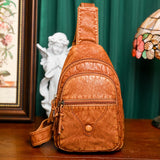 Women Bags Shoulder Messenger PU Leather Multifunctional Chest Pouch for Phone Shopping Holder Chest Mart Lion Caramel color 18cm10cm30cm 