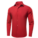 Hi-Tie Orange Silk Men's Shirts Solid Formal Lapel Long Sleeve Blouse Suit Shirt for Wedding Breathable MartLion CY-1656 S 