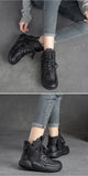 Boots Female Casual Natural Leather Women Winter Plush Flats Leisure Shoes MartLion   