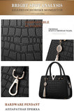 Women Handbags Tassel PU Leather Totes Bag Top-handle Embroidery Bag Shoulder Bag Lady Simple Style Crocodile pattern MartLion   
