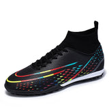 Football Boots Men's TF FG Soccer Shoes Training Outdoor Non-Slip Sports Sneakers Kids Teenagers Children MartLion ZS-599-D-Black 35 