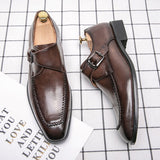 British Style Men's Dress Shoes Formal Split Leather Footwear Buckle Strap Oxfords Mart Lion   