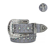 Western Luxury Crystal Rhinestone Belt with Full Diamond Zinc Alloy Flower Buckle Punk Trend Women's Belt MartLion   