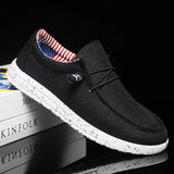 Men Casual Shoes Slip on Canvas Loafers Walking Flats Man MartLion Black 48 