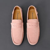 Suede Leather Penny Peas Loafers Men's Women Boys Driving Shoes Moccasins Slip on Flats Designer Loafers Pink MartLion   